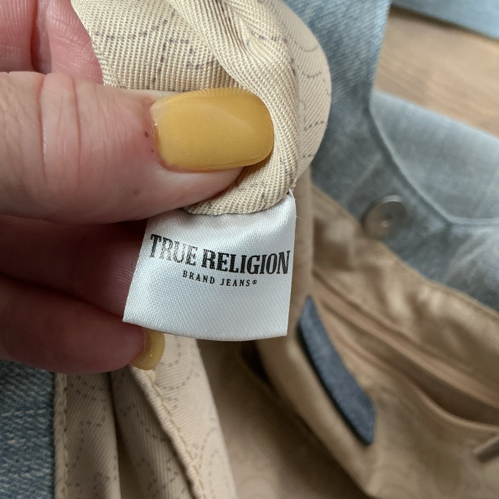 True Religion Denim Handbag Tote Shoulder Crossbody Jean Purse Y2K Carry On - Picture 12 of 13